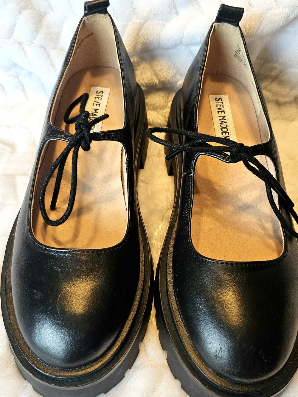Steve Madden Black Mary Jane Lace-Up Platform Shoes
